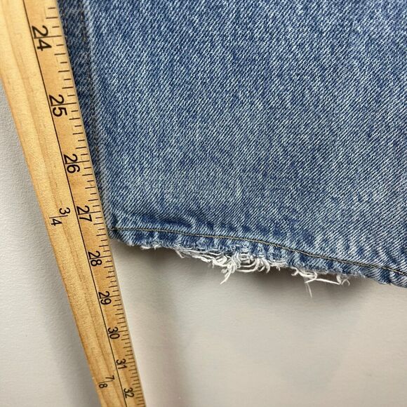 Agolde Jeans Women 25 Blue Denim Medium Wash Straight Leg 90s Distressed Raw Hem - Picture 10 of 11